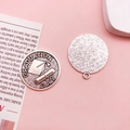 Silver graduation day disc pendant with mortarboard and scroll engraved patterns - Antique Silver Bachelor Certificate Style (16166)