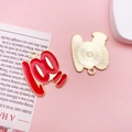 Red enamel number 100 charm with gold metal back for graduation DIY accessories - Red Enamel 100 Points Symbol (16519)