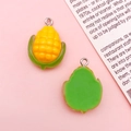 Cute resin corn charm with yellow kernels and green leaves for DIY jewelry making - Yellow Corn Style (17057)