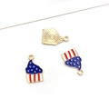Set of 3 USA flag cupcake charms with golden plating for jewelry making crafts - Flag Cupcake (16274)