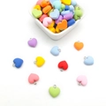 Gekleurde matte makaron hars hart hangers met zilveren metalen lussen voor DIY - Hart Stijl (16452) / Set van 10 (13x14mm) / Kleurrijk