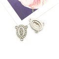 Connecteur ovale Vierge Marie en argent avec strass pour création de chapelet DIY - Connecteur Trois Trous (15319) / Blanc