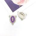 Pendentif Vierge Marie en émail violet et cristaux pour la création de bijoux DIY - Connecteur Trois Trous (15320) / Violet