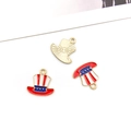 Golden Uncle Sam hat pendants with red white and blue enamel for DIY jewelry making - Flag Hat (16278)