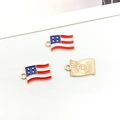 DIY American Flag charm in gold-plated alloy with red, white, and blue enamel finish - Flag (16280)