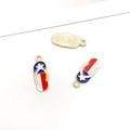 Flip-flop style Independence Day alloy pendant with red white and blue star pattern - Flag Slipper (16281)