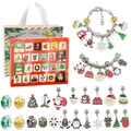 Christmas Advent Calendar set with 24-day countdown box and DIY charm bracelets for kids - Gold Theme Silver Chain Blind Box (HK862)