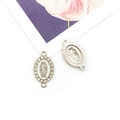 Verzilverde Maria-verbinding met kristallen voor het maken van DIY sieraden - Tweegaats Connector (15325)