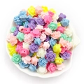 Cuentas de rosa de resina mate de colores macaron para joyas y collares DIY - Estilo de Cuenta de Rosa (16508) / Paquete de 50g (aprox. 110 piezas) 12mm / Colores Mezclados Macarrón