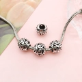 Vintage hollow silver charm beads set on a snake chain bracelet with floral patterns - Hollow Pattern (16485)