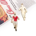 Running athlete sport charm in red vest with gold alloy back for DIY jewelry - Athlete Shape (16735)