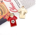 Red soccer jersey alloy charm with gold sunburst texture back for DIY jewelry making - Soccer Jersey Shape (16738)