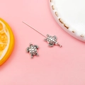Zilveren schildpad kraal van legering voor DIY sieraden met gedetailleerde schelptextuur - Zeeschildpad Stijl (15985)