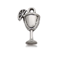 Vintage silver cocktail glass alloy pendant with lemon detail for DIY jewelry making - Antique Silver Juice Cup (12143)