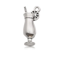 Silver vintage cocktail glass charm with straw and lemon slice for DIY jewelry making - Antique Silver Large Orange Juice Cup (12144)
