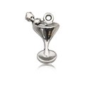 Silver cocktail glass pendant charm with star accent and ring for DIY jewelry making - Antique Silver Wine Glass (12145)
