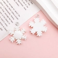 White resin snowflake pendant charm with silver ring for DIY jewelry making - White Snowflake Charm / 18x23mm