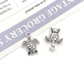 Antique silver sea turtle charms in alloy finish for DIY jewelry making sets - Sea Turtle (8568) / 12x19mm