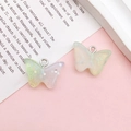 Translucent butterfly resin charm with glitter and silver ring for DIY jewelry making - Resin Butterfly Charm / 14x19mm