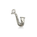 Vintage silver saxophone charm pendant with detailed engraving for DIY jewelry - Saxophone Style (9164)