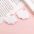DIY white resin cloud pendant charms with silver metal rings for jewelry making - White Cloud Charm / 19x24mm