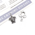 Antique silver sea turtle charms for DIY jewelry making with realistic shell textures - 15x23mm