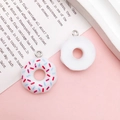 White resin donut charm pendant with colorful sprinkles for DIY jewelry making - White Donut Charm / 18x21mm