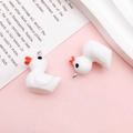 Cute white resin duck pendant with red beak for DIY jewelry making and handmade crafts - White Duck Charm / 17x19mm