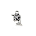 Vintage silver french horn charm pendant for DIY jewelry and keychain accessories - Horn Shape (10790)