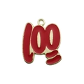 DIY alloy enamel number 100 pendant in red and gold finish for jewelry making - Red 100 Points Style