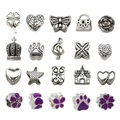 Set de 20 abalorios y dijes surtidos de aleación de plata para pulseras de bricolaje - Serie Púrpura (HK799)
