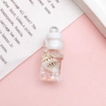 Miniature glass bottle charm with tiny shell and sequins in liquid for DIY jewelry - White Shell Drift Bottle Charm / 10x24mm