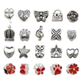 Macro de 20 cuentas de aleación de plata retro con formas variadas y detalles de esmalte - Serie Roja (HK800)
