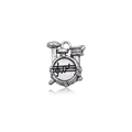 Vintage antique silver drum pendant with musical notes for DIY jewelry and keychain - Drum Shape (15559)