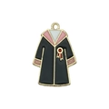 Golden alloy graduation gown pendant with black enamel and pink collar details - Pink Academic Gown Style
