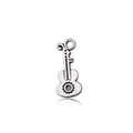 Vintage silver guitar pendant with intricate string details and a secure top bail ring - Guitar Shape (15560)