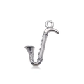 Vintage silver saxophone charm pendant for jewelry making and keychain accessories - Saxophone Shape (15562)