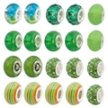 Set de 20 cuentas mixtas verdes y azules con agujero grande para pulseras DIY - Cuentas de Vidrio Verdes (HK784)