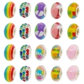Pack de 20 cuentas de aleación de gran agujero con rayas de colores y strass para pulseras - Cuentas de Vidrio Coloridas (HK787)