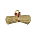 Golden scroll diploma pendant with graduate text and red bow for DIY graduation jewelry - Graduation Diploma Scroll Style