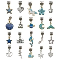 Set de 20 colgantes de aleación con tema océano y esmalte azul para hacer joyas - Dijes de Esmalte Azul (HK789)