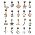 Set de joyería DIY rosa de 20 piezas con corazones y unicornios para collares - Dijes de Esmalte Rosa (HK790)
