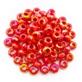 Faceted iridescent orange-red resin spacer beads with large holes for DIY jewelry - Iridescent Faceted Bead (18196) / 1 Piece (8x14mm) / Blood Orange