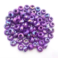 Perles en résine irisées violettes à facettes avec trous pour bijoux DIY et porte-clés - Violet