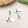 Antique silver alloy axe pendant with detailed textured handle for DIY jewelry making - Axe (18406)