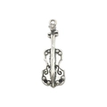 Vintage silver violin charm pendant for DIY necklace and bracelet jewelry making - 11x32mm / Violin Style