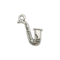 Antique silver saxophone pendant charm for DIY jewelry making and necklace crafts - 16x24mm / Saxophone Style