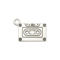 Vintage silver cassette tape charm in antique alloy for DIY jewelry necklaces - 16x24mm / Cassette Tape Style