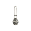 Antique silver microphone charm for DIY necklace or bracelet jewelry making - 8x25mm / Microphone Style
