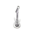 Antique silver electric guitar charm pendant for DIY necklaces and bracelets - 12x31mm / Guitar Style